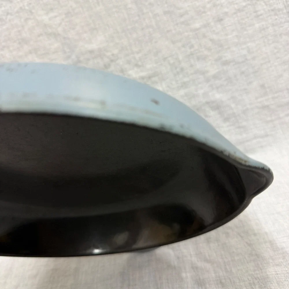Le Creuset Blue Enameled Cast Iron Skillet 23 Frying Pan Made in France Vintage